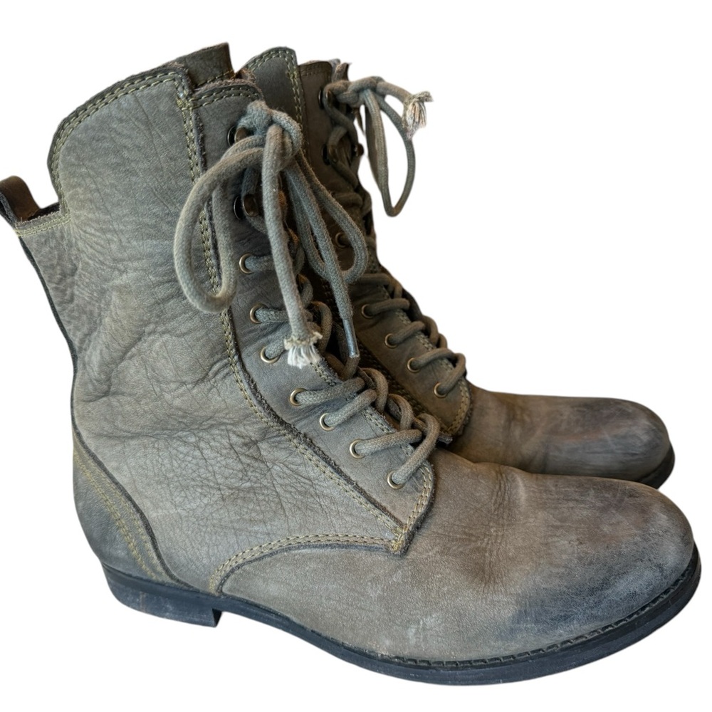 Vintage Gray Aged Suede Leather Zip In Women’s Boots 8.5? see Measurements